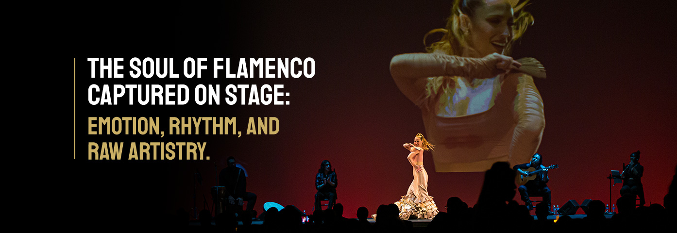 Flamenco dancer Siudy Garrido performing live on stage with intense emotion