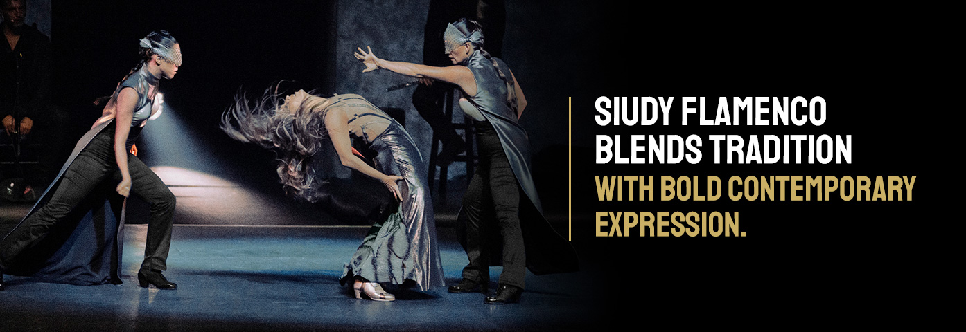 Group performance by Siudy Flamenco dancers on stage with modern flamenco styling